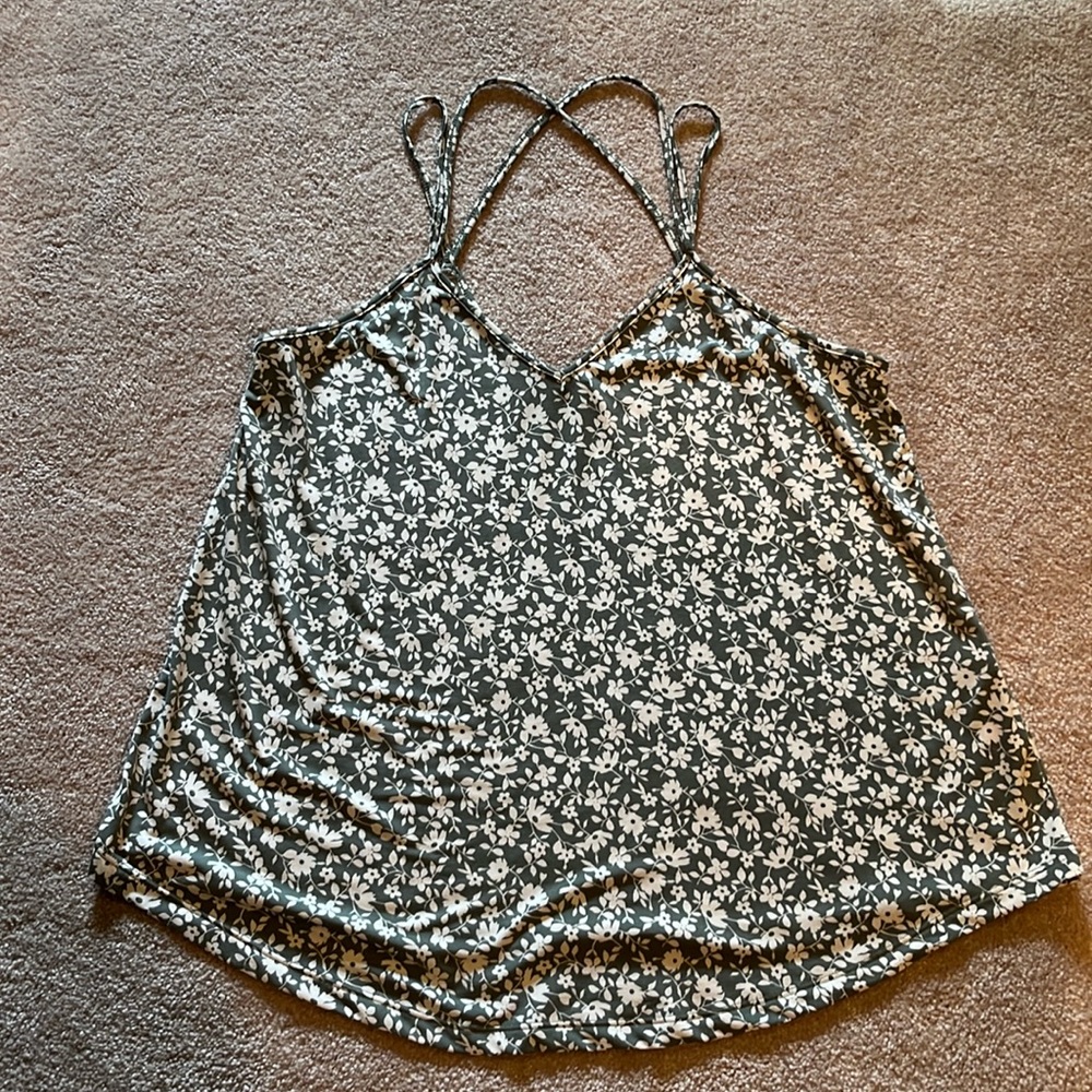 Medium green and white Papermoon tank top